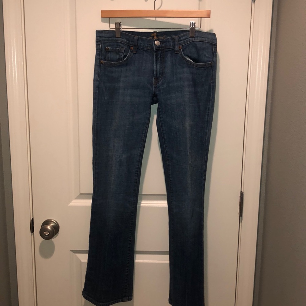 7 For All Mankind Gold Rhinestone Bootcut Jeans
